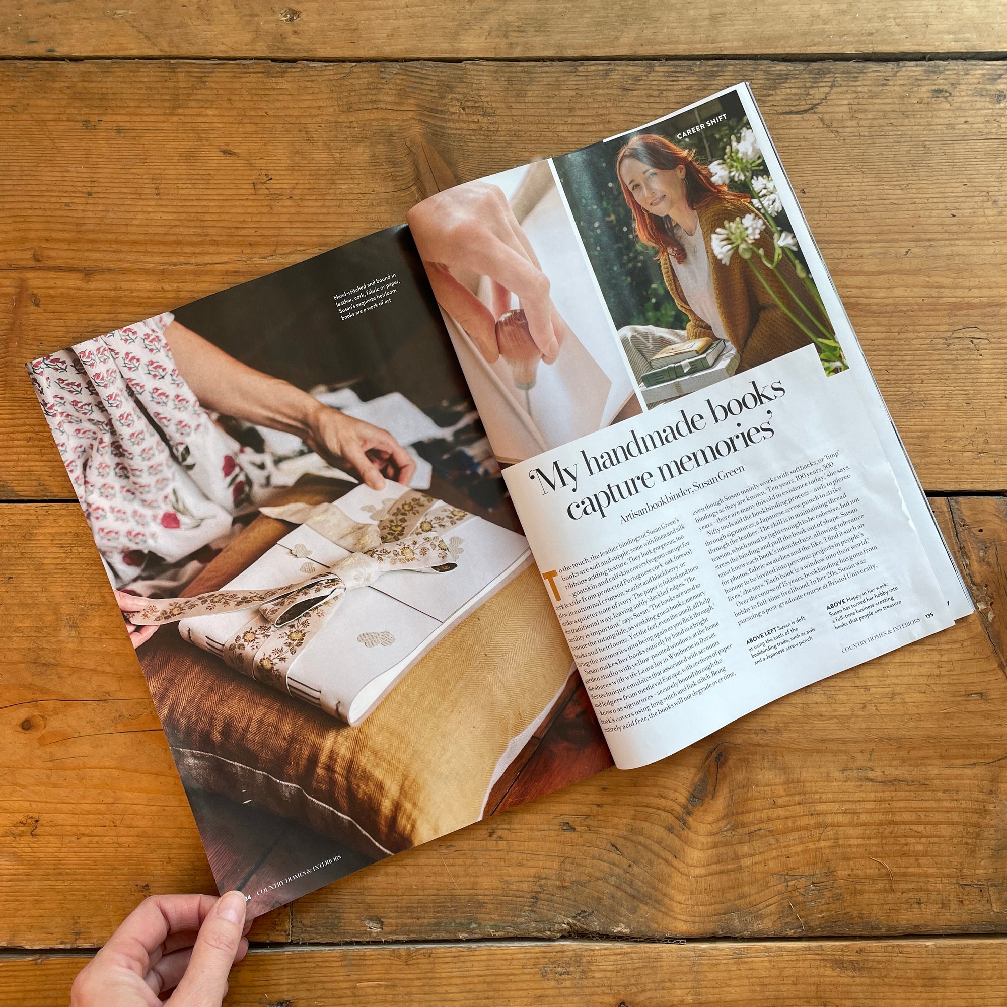 Career Shift: artisan bookbinder Susan Green in Country Homes and Interiors magazine