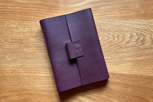 Leather Journal / Notebook, A5 medium portrait size in berry colours
