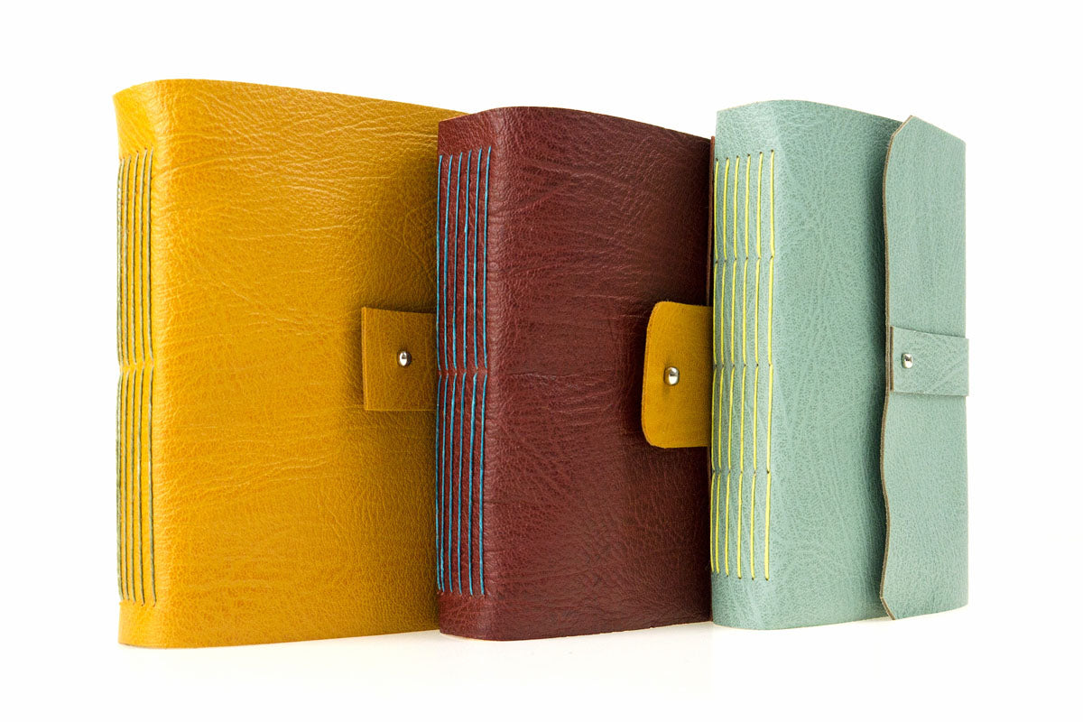 Leather Artist's Sketchbooks handmade with watercolour, cartridge and pastel paper. Bound by hand in the UK, ships worldwide. 