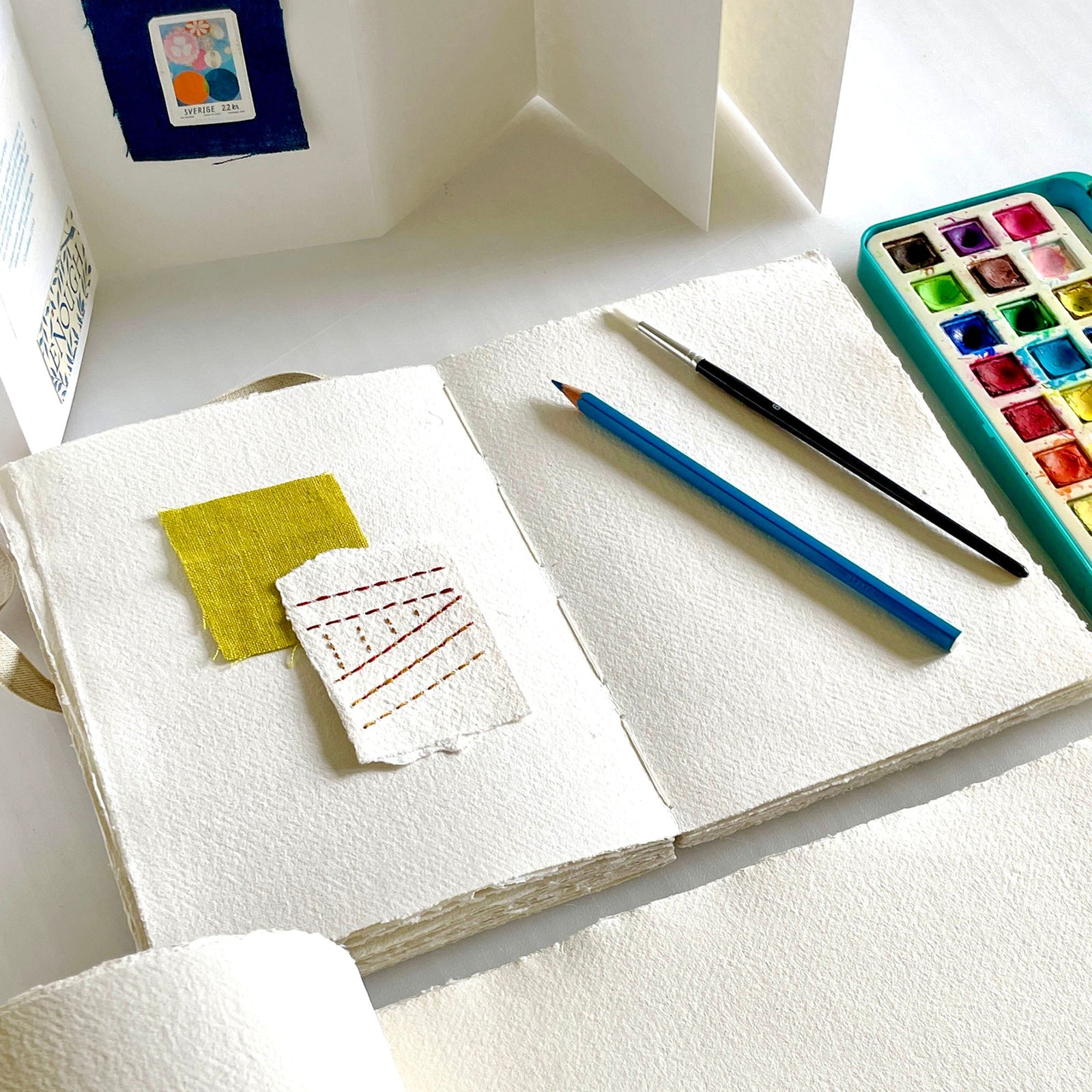 Cotton Rag Sketchbooks: lay-flat, folded and Japanese