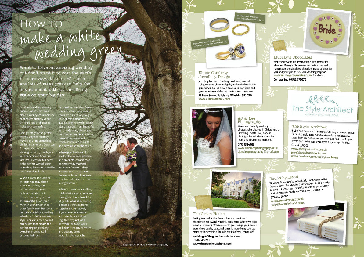 Wedding Guest Books by Bound by Hand in Dorset, Wiltshire and Hampshire Bride magazine.