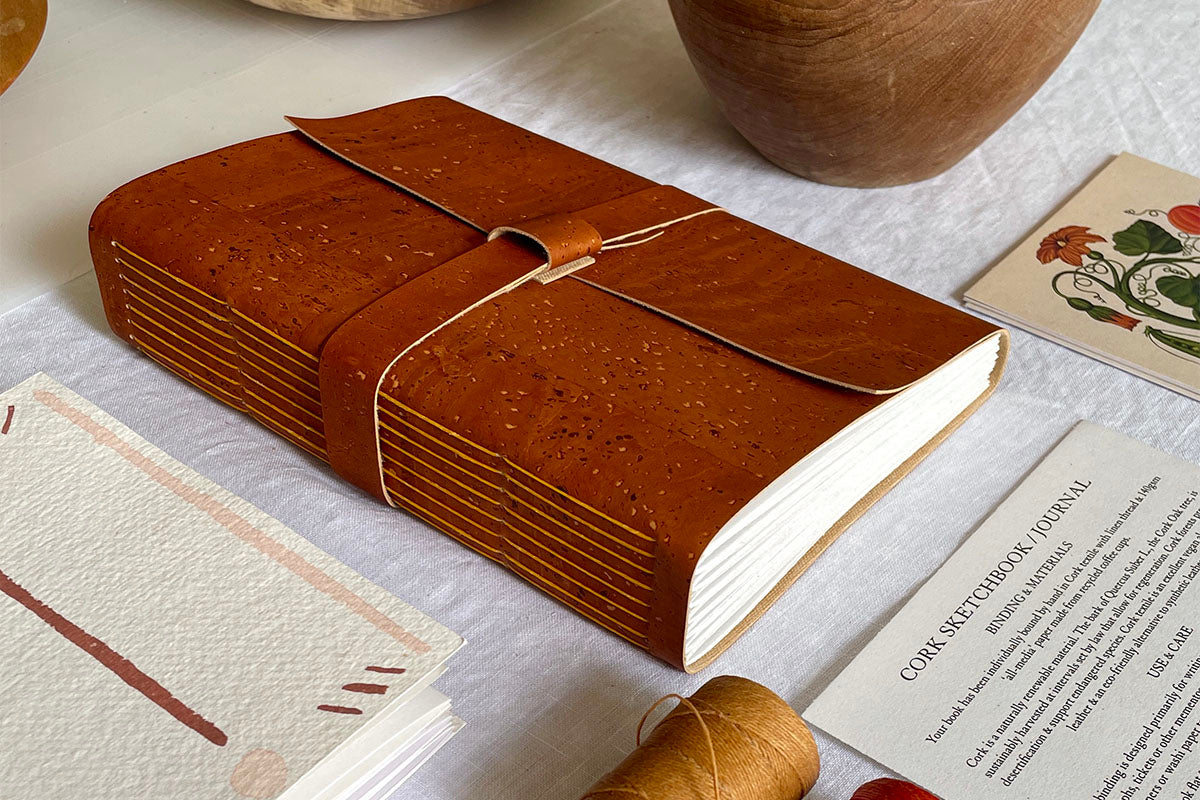 Artist's Sketchbook bound in autumnal colours with gift information sheet, materials and autumnal inspiration