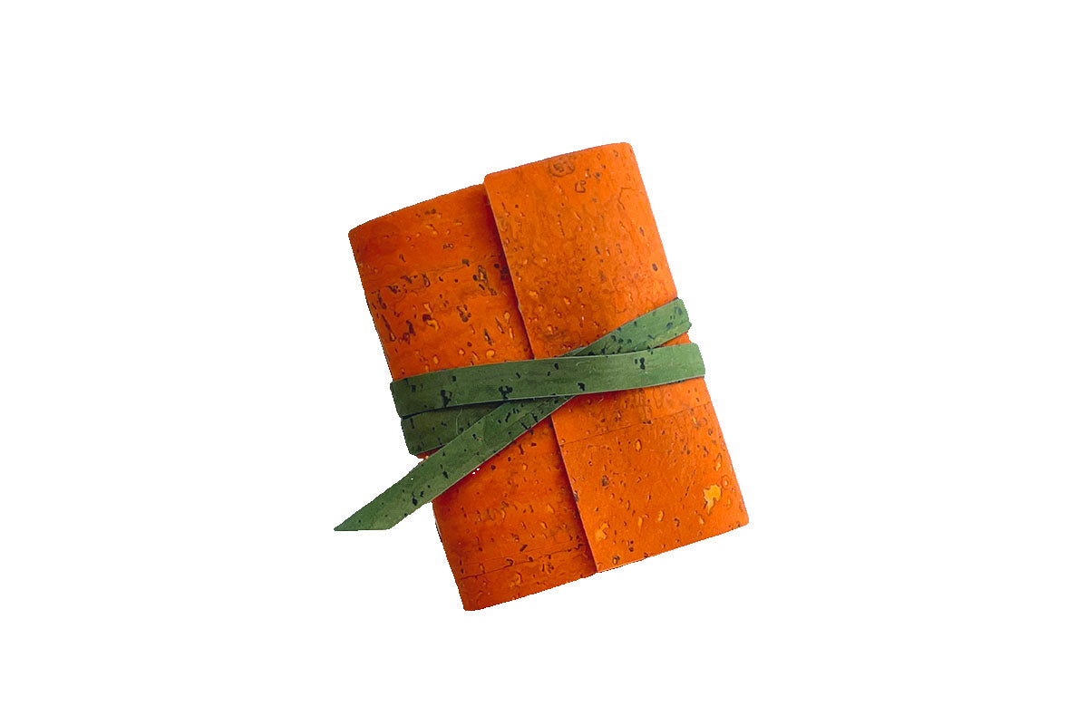 Vegan Miniature Journal bound in Orange and forest Green