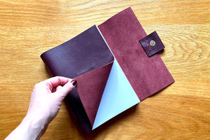 Softcover leather journal bound by hand with unlined Mohawk Superfine Smooth pages