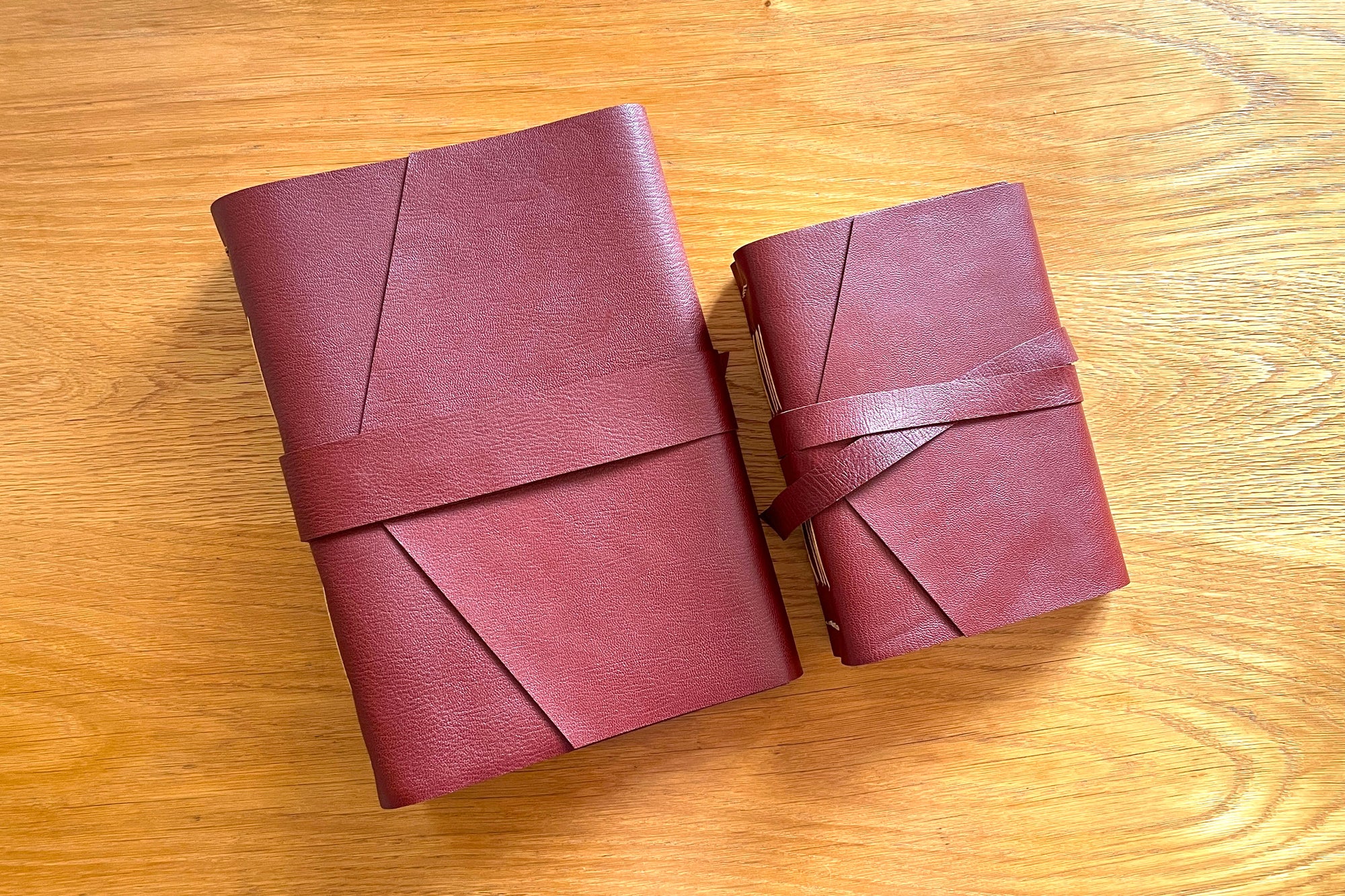 A4 large and A5 medium portrait Oxblood and Tan leather Memory Books