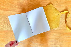 Recycled cartridge paper pages lie flat on a desk making this Leather Sketchbook very practical.