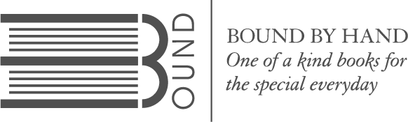 Bound by Hand logo: Artist's Sketchbooks, Leather Memory and Wedding Guest Books handmade in the UK