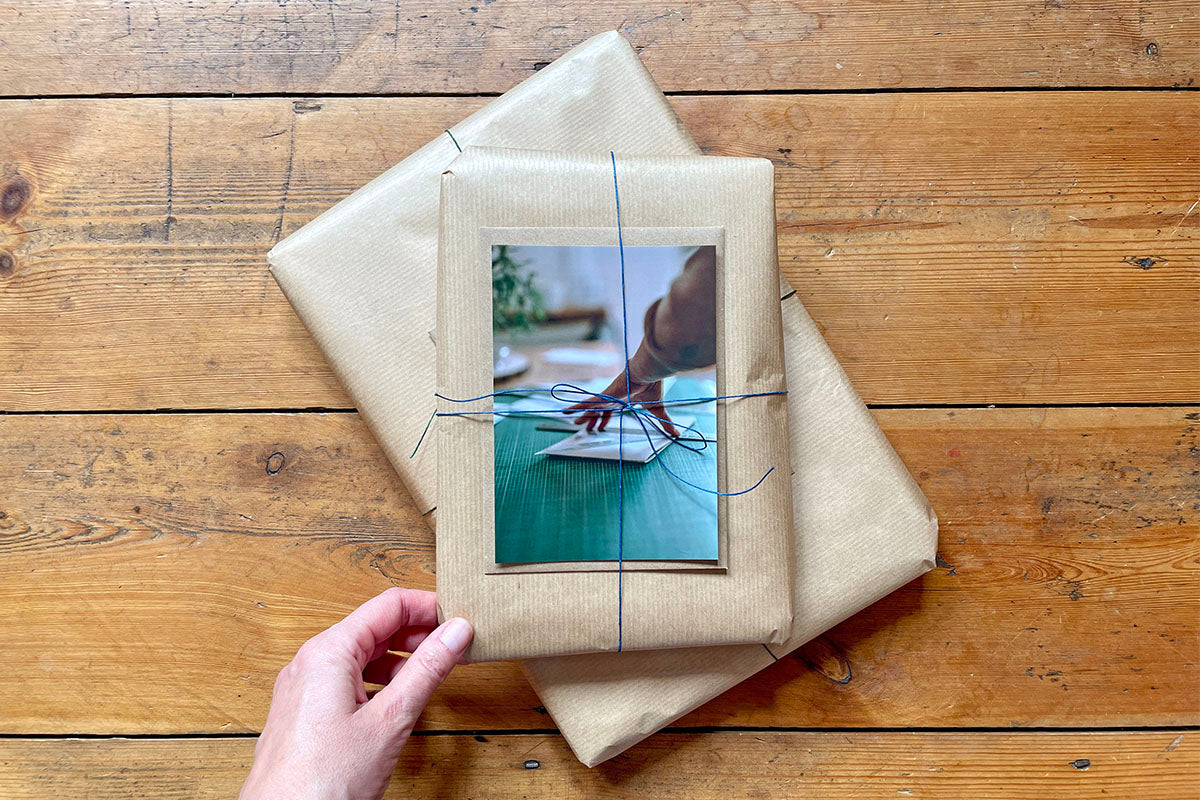 Your sketchbook arrives ready to gift in eco-friendly packaging with a postcard from the studio.
