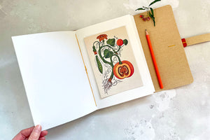 A5 portrait artist's sketchbook bound by hand in vegan cork, an autumn stationery gift for creatives