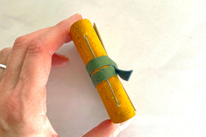 Cork Vegan Miniature Journal: Mustard Yellow & Forest Green
