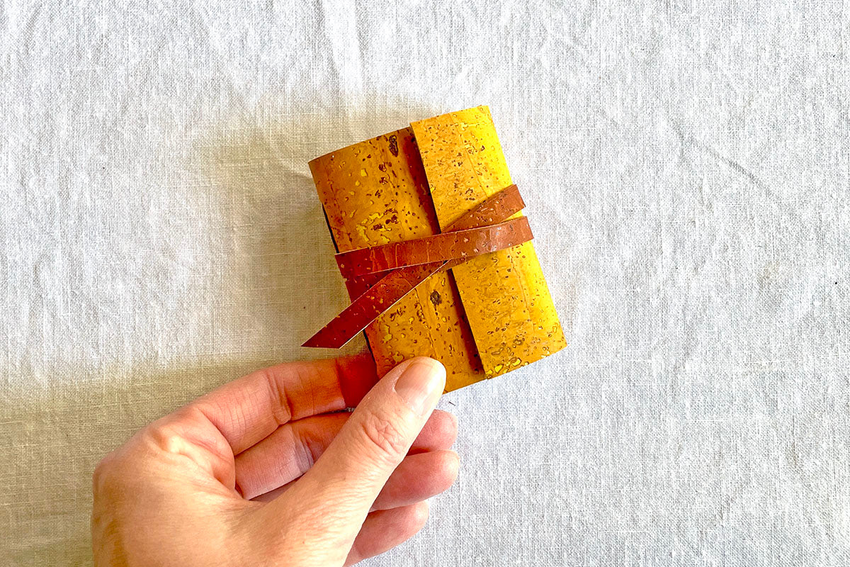 Cork Vegan Miniature Journal: Golden Brown & Mustard Yellow