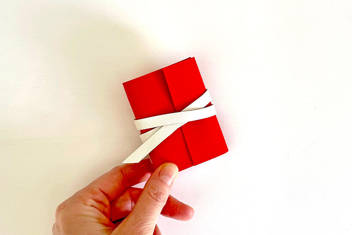 Red and White Leather Mini Journal (right) shown with alternative Valentine's Day stationery gifts available separately.