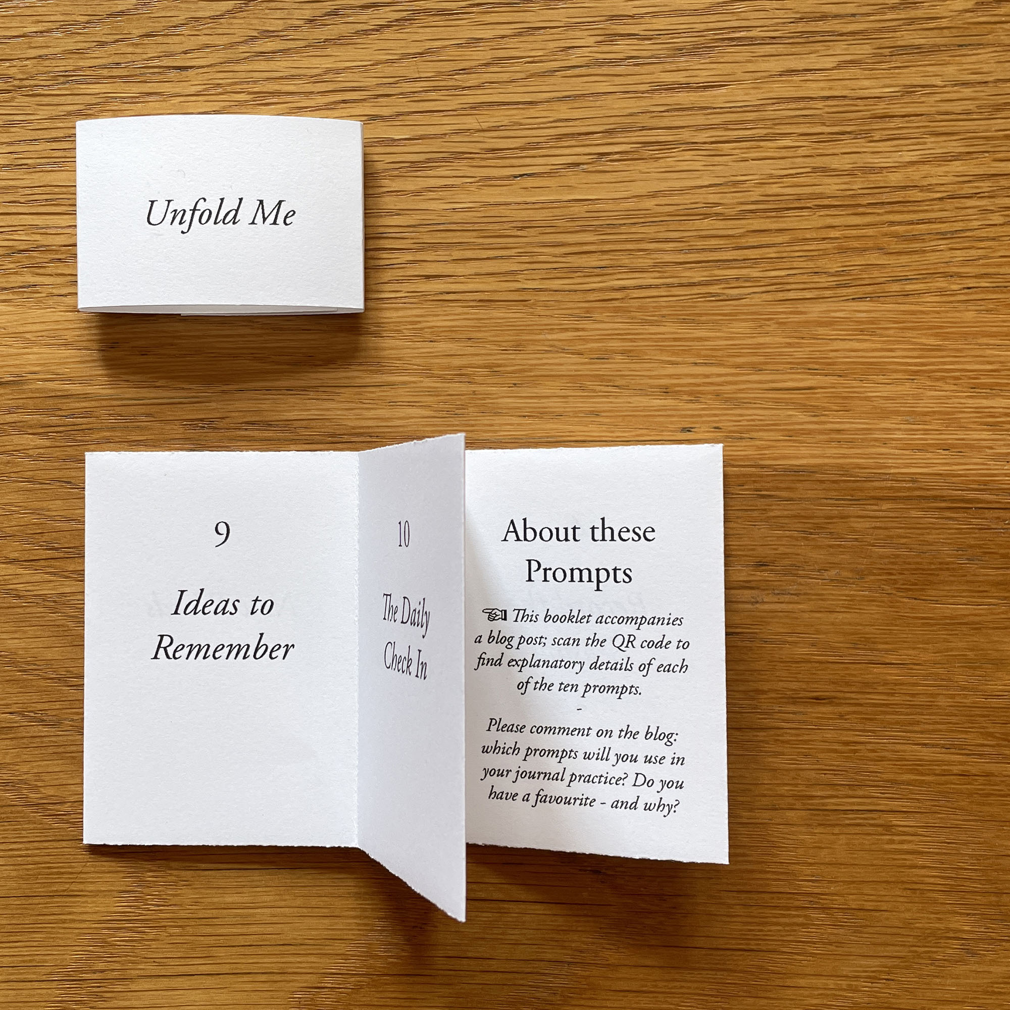 Artists Book with 10 Journal prompts, with accompanying information about Mini Journals. 