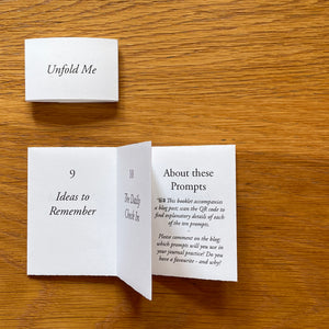 Artists Book with 10 Journal prompts, with accompanying information about Mini Journals. 