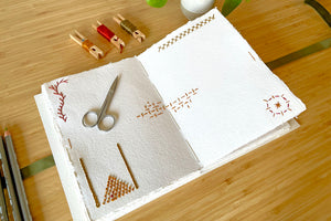 Use your Cotton Rag Sketchbook for stitching, embroidery and daily needlework practice