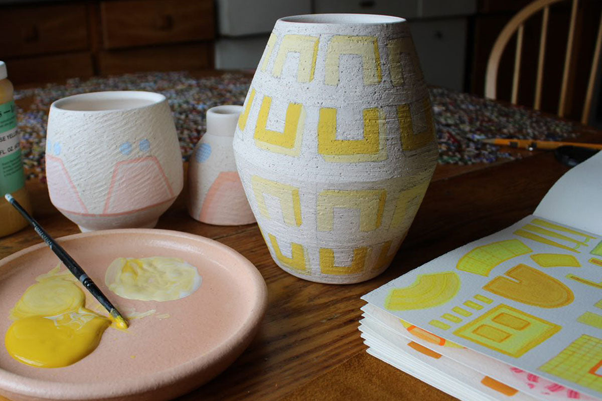 Leather bound Watercolour Sketchbooks in Mustard Yellow and Olive, Longstitch style, A6 and A5 sizes handmade in the UK