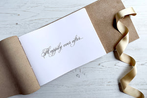 'Happily ever after...' romantic titlepage can be personalised for made to order wedding guest books 