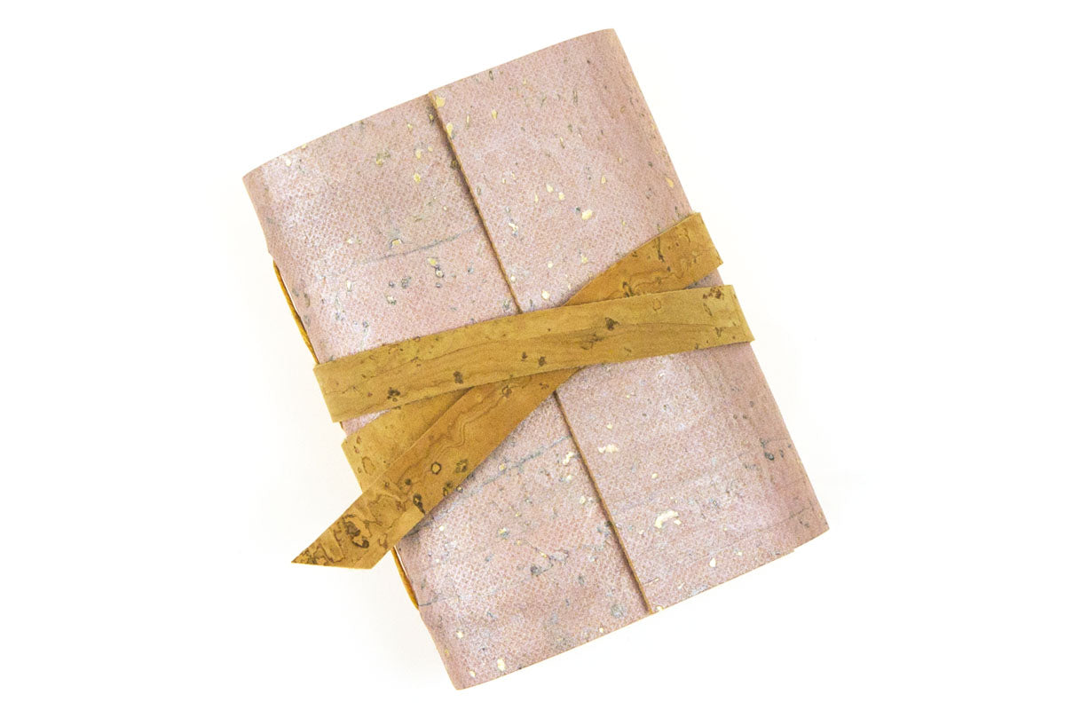Cork Vegan Miniature Journal bound by hand in Rose Gold with Natural