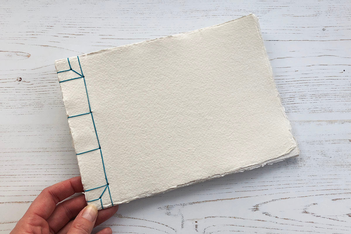 Noble in Turquoise: Japanese Stab Stitch Sketchbook handmade with cotton rag paper