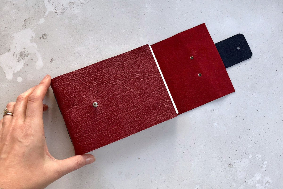 Travel Watercolour Sketchbook bound by hand in fine leather