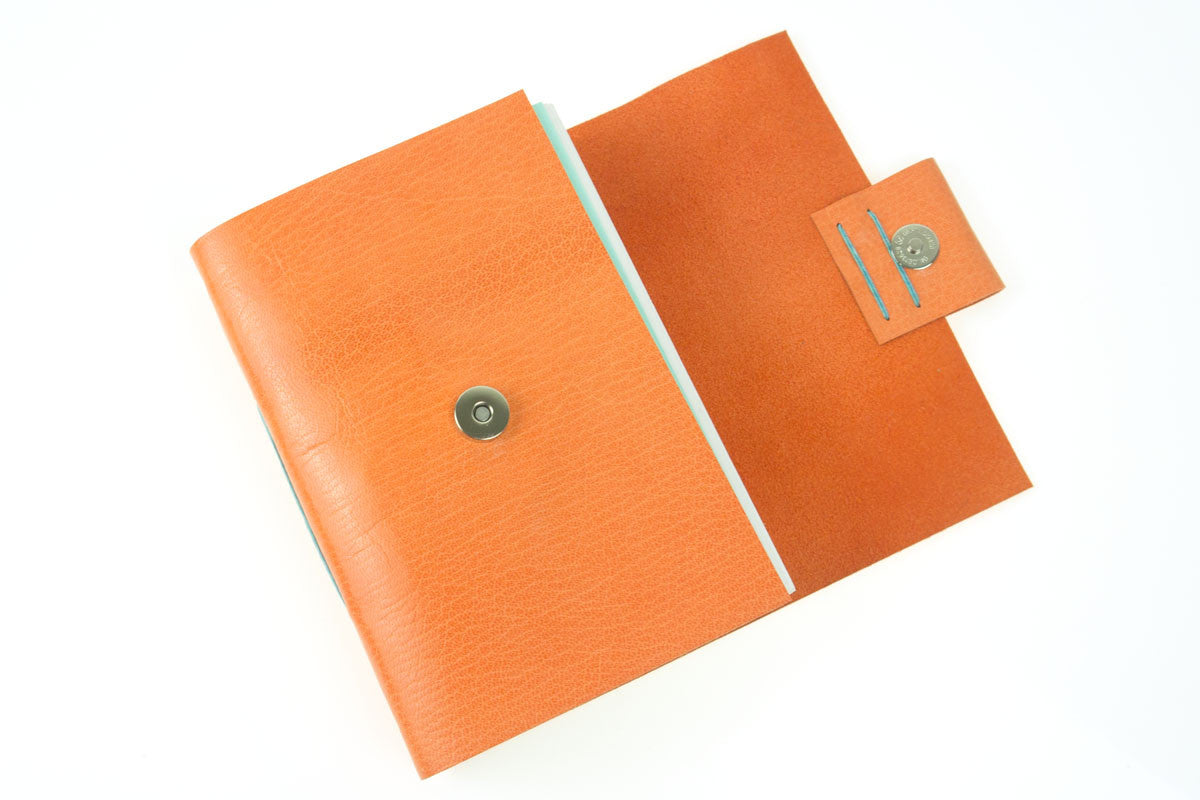 Leather Journal / Sketchbook: Peach & Aqua, A6 or A5