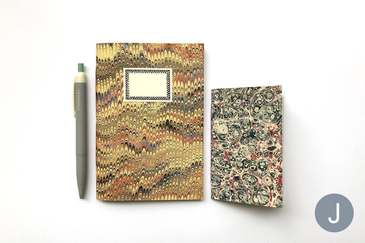 Marbled Notebooks Yellow and Pink A6 and A7 bound by hand in the UK