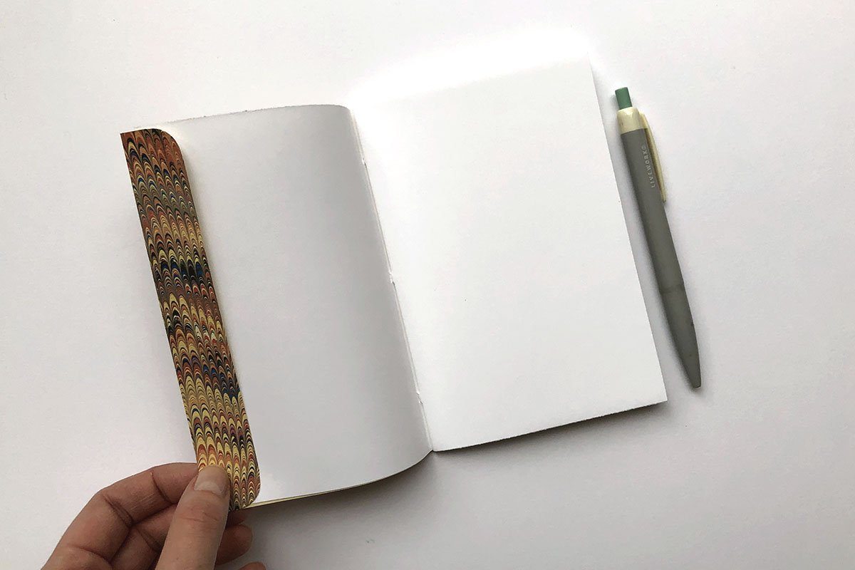 Handmade notebooks with marbled and Mohawk Superfine papers