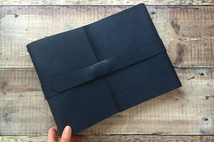 Handmade Leather Scrapbook in Navy Blue