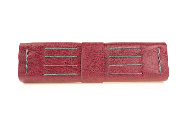 Leather Memory Book / Scrapbook in Crimson and Grey