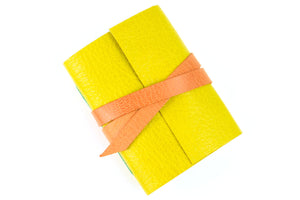Miniature Leather Bound Journal / Notebook in Yellow and Orange.