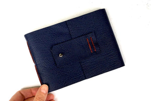 Navy Blue and Rust Leather Sketchbook for watercolours, bound by hand in the UK