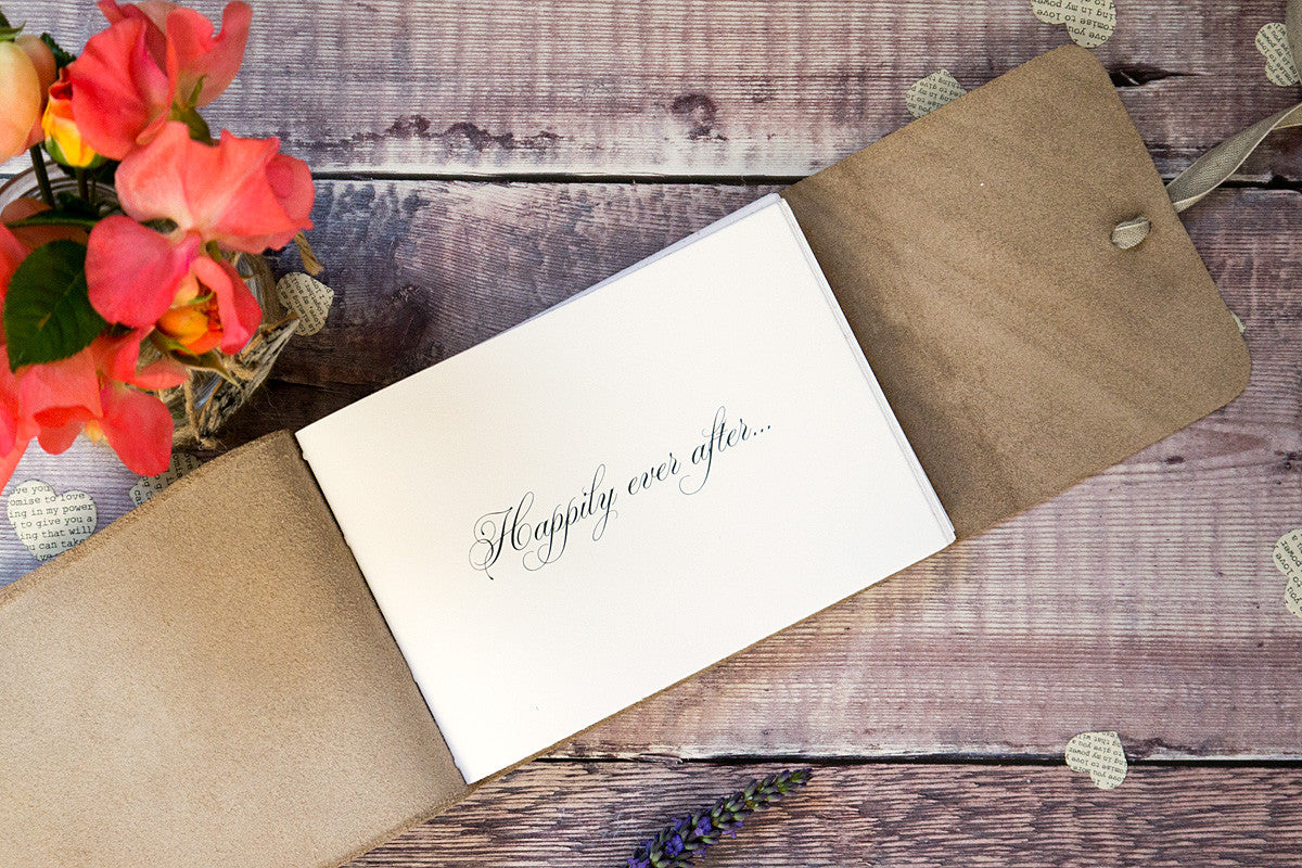 Handmade Wedding Guest Book with standard or personalised custom text on first page